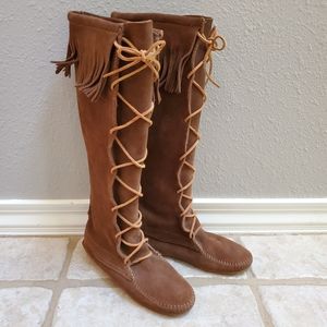 Minnetonka Knee High Moccasins / Boots Size 6